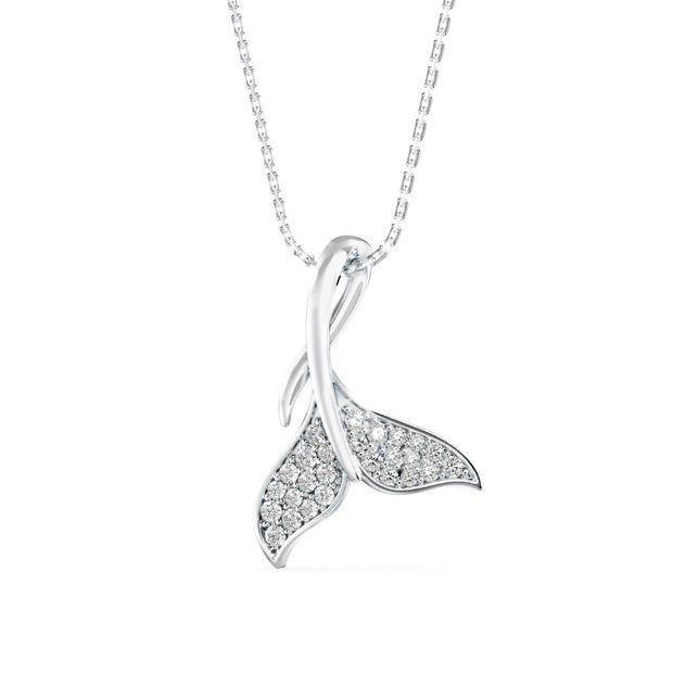 0.16Ct Whale Tail Shape Cluster Lab-Grown Diamond Gold Pendant Necklace