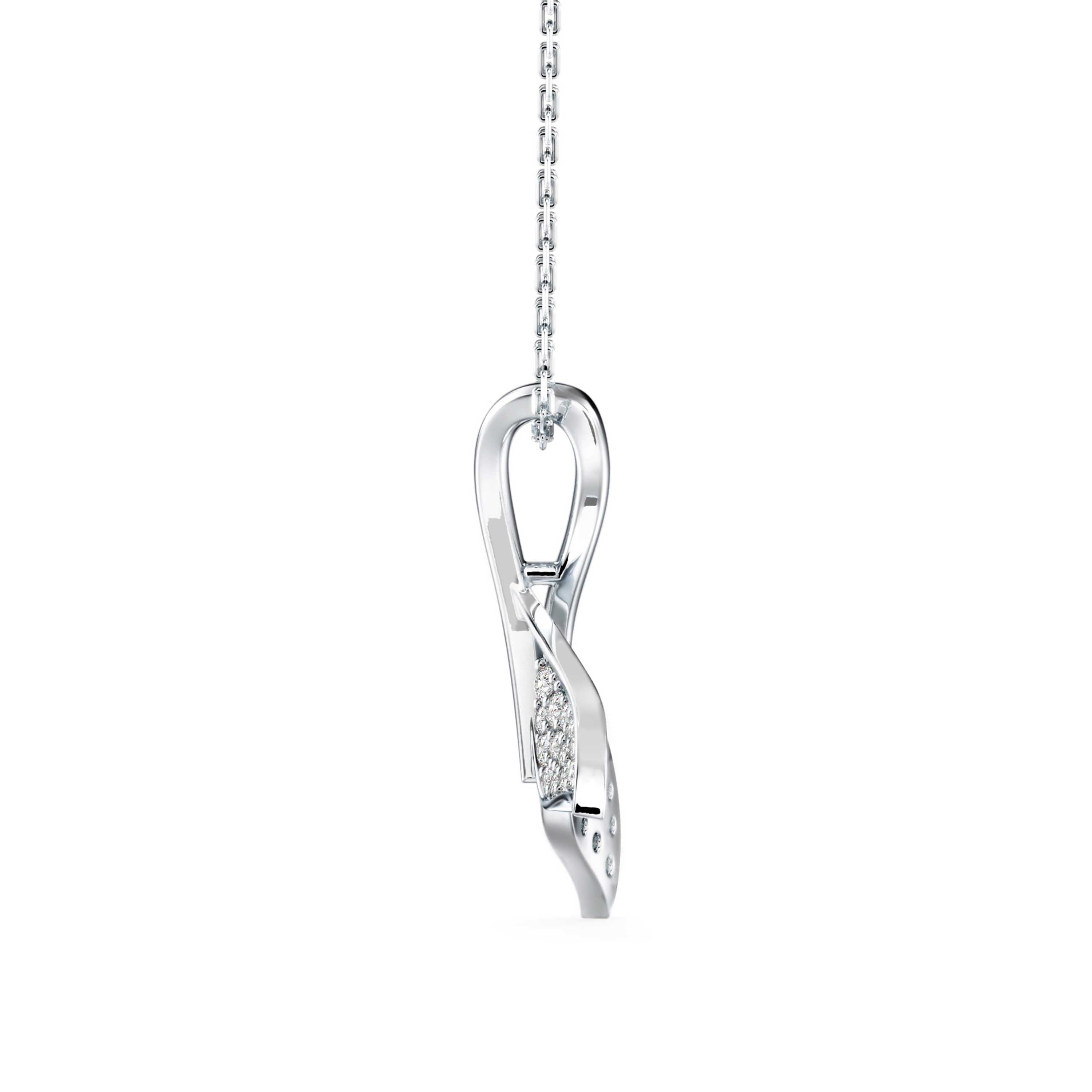 0.16Ct Whale Tail Shape Cluster Lab-Grown Diamond Gold Pendant Necklace