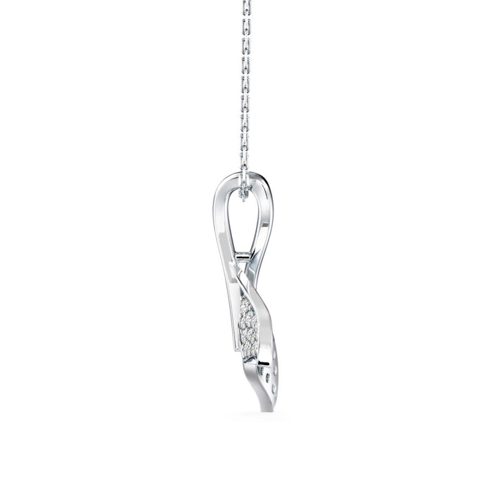 0.16Ct Whale Tail Shape Cluster Lab-Grown Diamond Gold Pendant Necklace