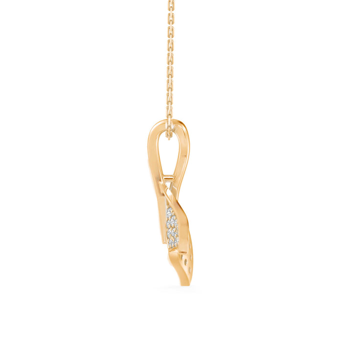 0.16Ct Whale Tail Shape Cluster Lab-Grown Diamond Gold Pendant Necklace