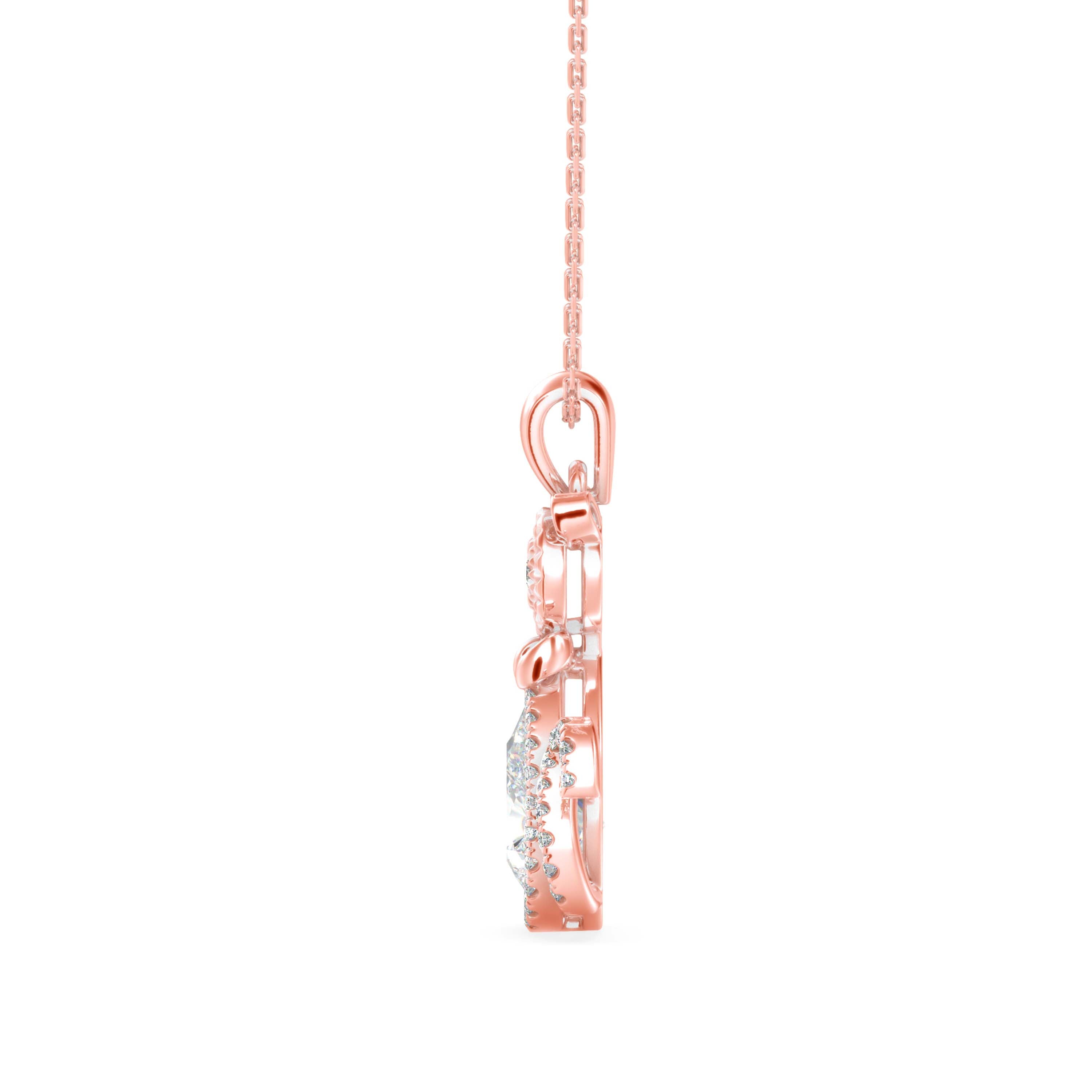 2.00Ct Cat Shape Pear Halo Lab-Grown Diamond Gold Pendant Necklace