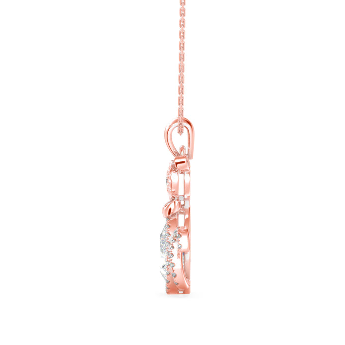 2.00Ct Cat Shape Pear Halo Lab-Grown Diamond Gold Pendant Necklace