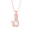 2.00Ct Cat Shape Pear Halo Lab-Grown Diamond Gold Pendant Necklace