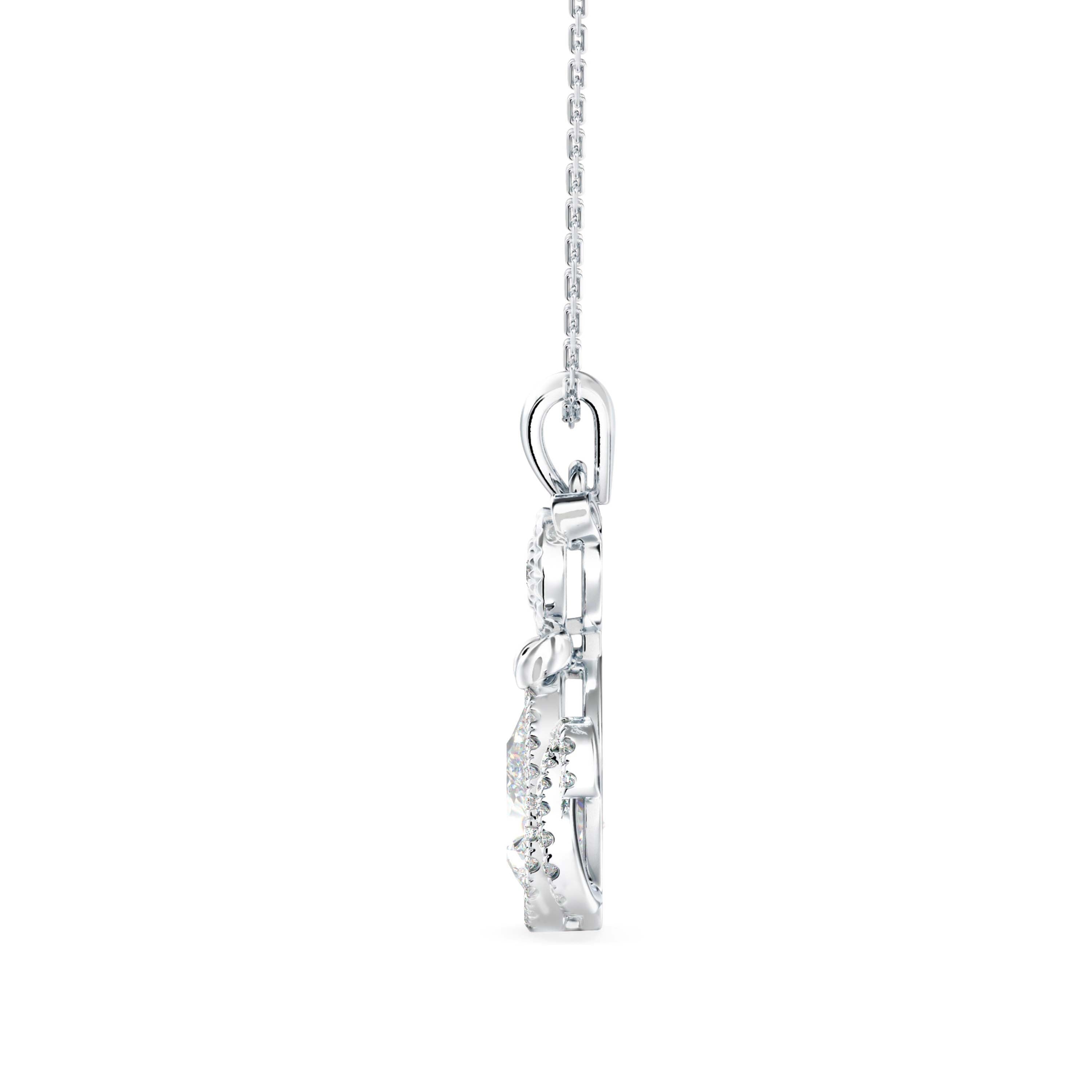 2.00Ct Cat Shape Pear Halo Lab-Grown Diamond Gold Pendant Necklace
