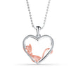 0.21Ct Two Tone Heart Cat Shape Lab-Grown Diamond Gold Pendant Necklace
