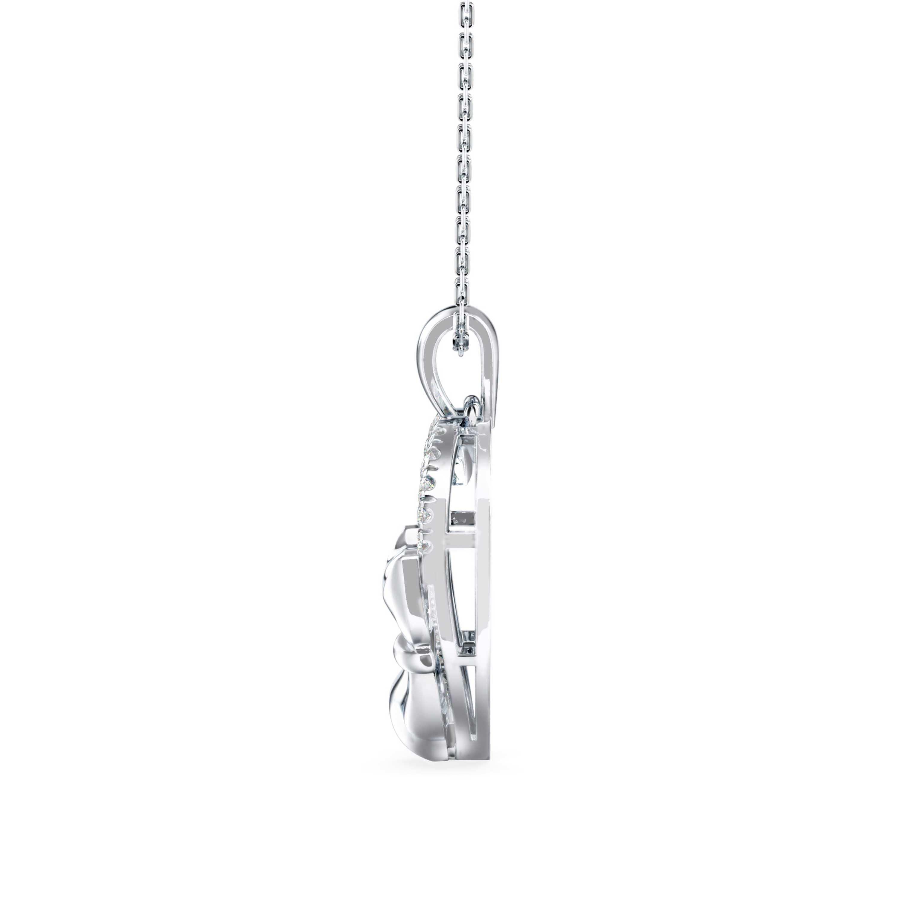0.21Ct Two Tone Heart Cat Shape Lab-Grown Diamond Gold Pendant Necklace