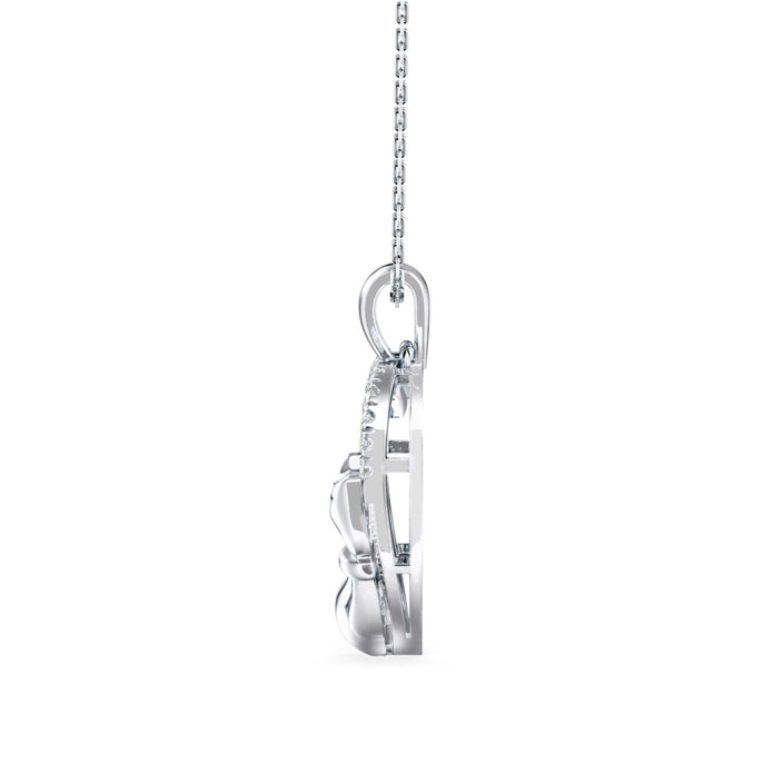 0.21Ct Two Tone Heart Cat Shape Lab-Grown Diamond Gold Pendant Necklace