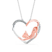 0.20Ct Prowling Cat Heart Shape Lab-Grown Diamond Gold Pendant Necklace