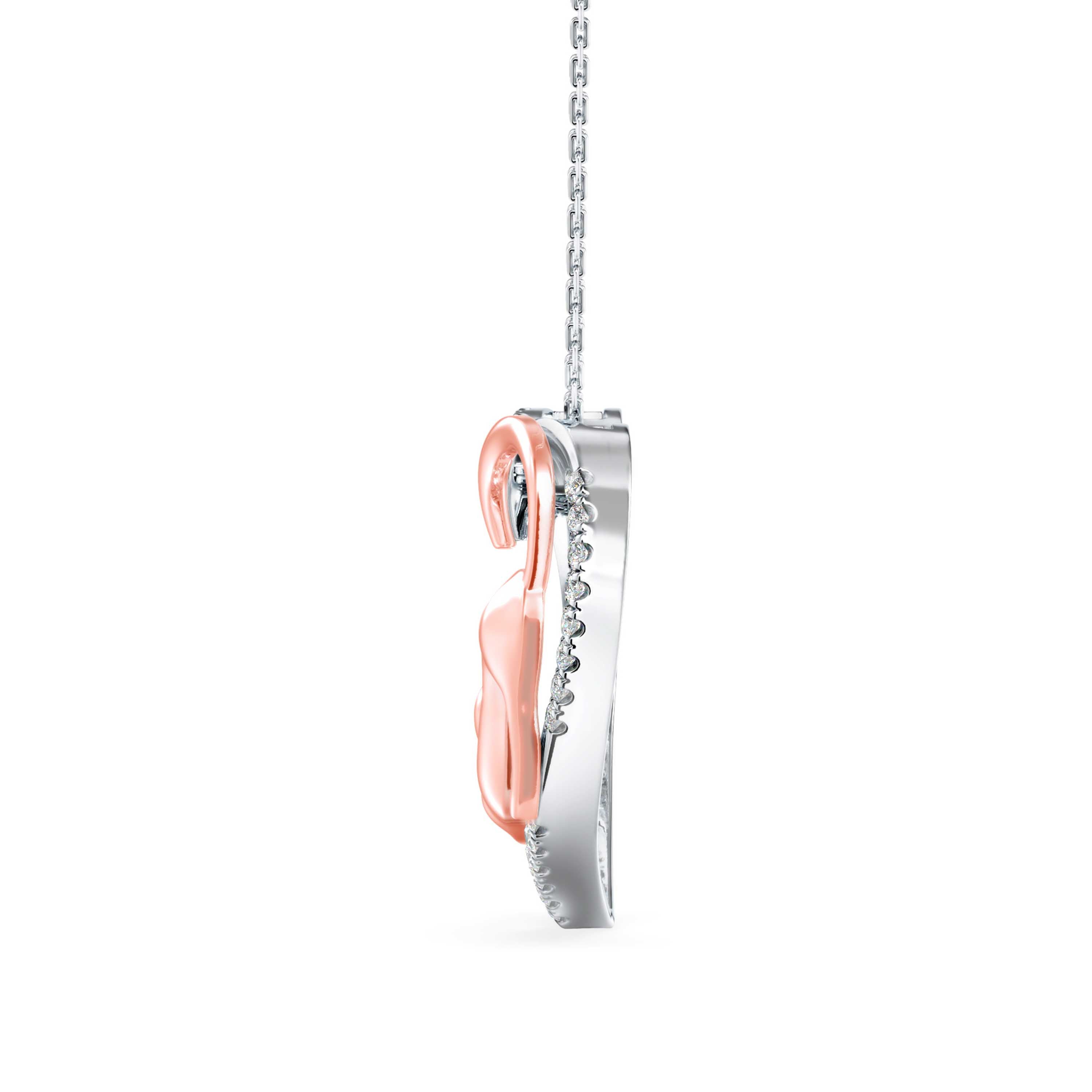 0.20Ct Prowling Cat Heart Shape Lab-Grown Diamond Gold Pendant Necklace