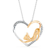 0.20Ct Prowling Cat Heart Shape Lab-Grown Diamond Gold Pendant Necklace