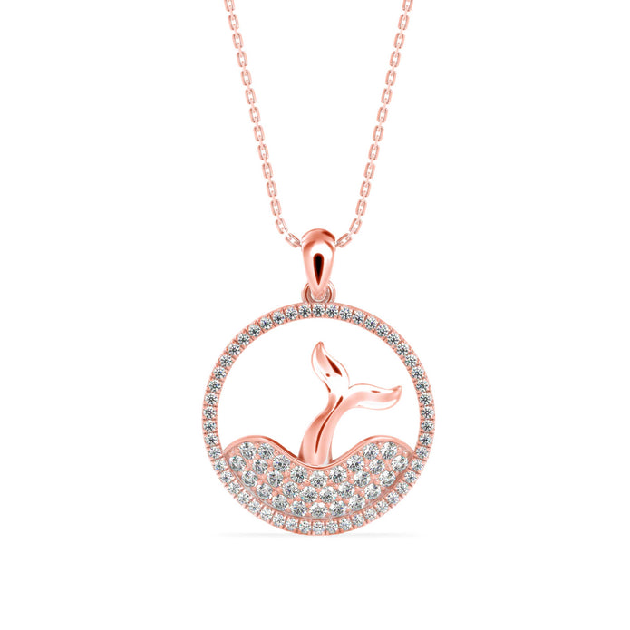 0.53Ct Mermaid Tail Style Cluster Lab-Grown Diamond Gold Pendant Necklace