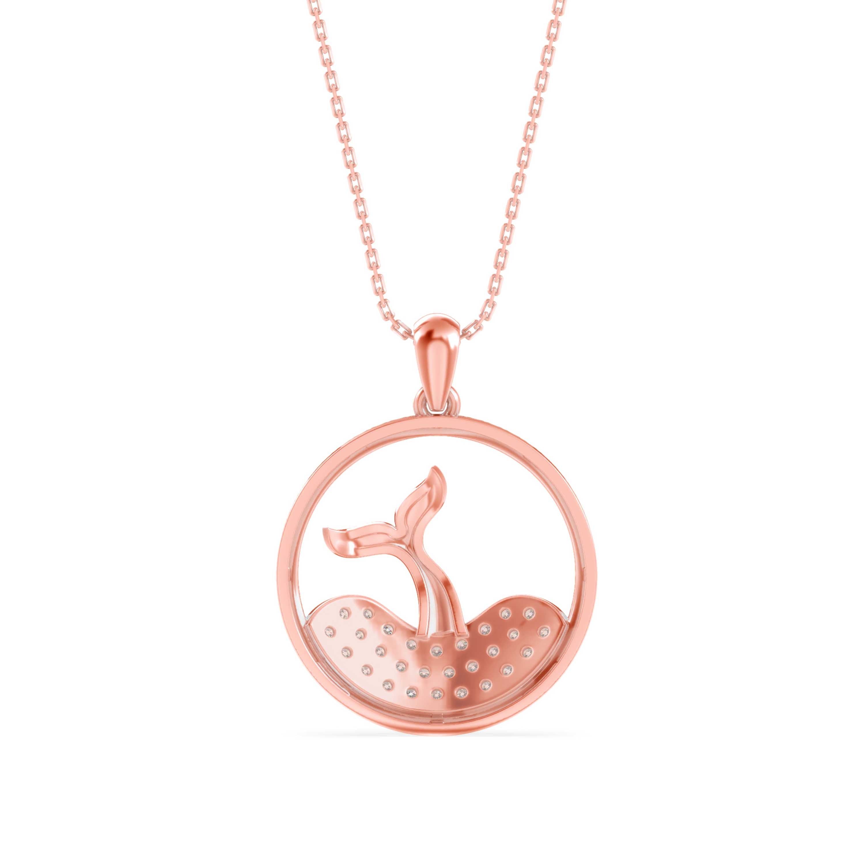 0.53Ct Mermaid Tail Style Cluster Lab-Grown Diamond Gold Pendant Necklace