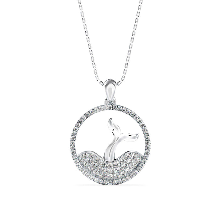 0.53Ct Mermaid Tail Style Cluster Lab-Grown Diamond Gold Pendant Necklace