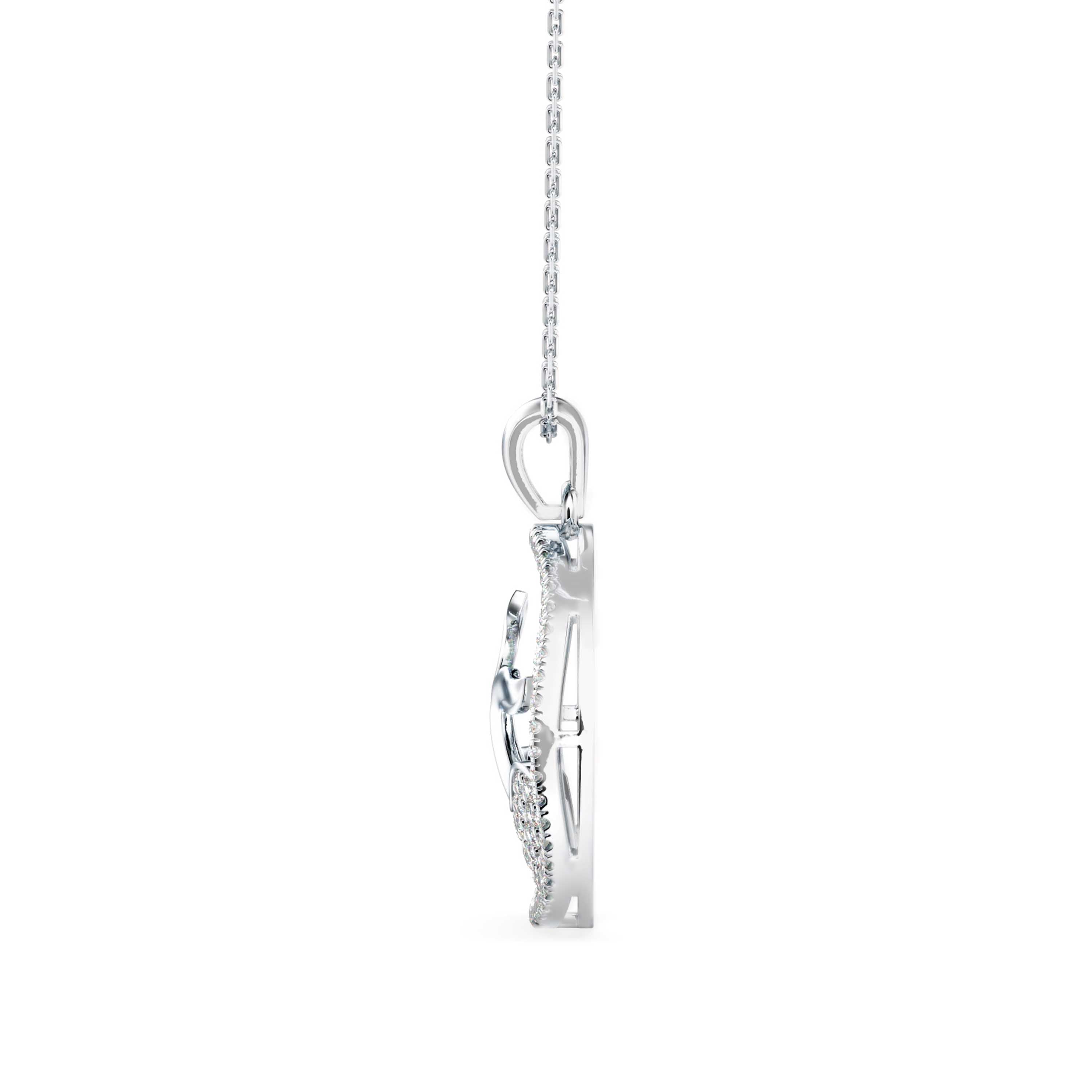 0.53Ct Mermaid Tail Style Cluster Lab-Grown Diamond Gold Pendant Necklace
