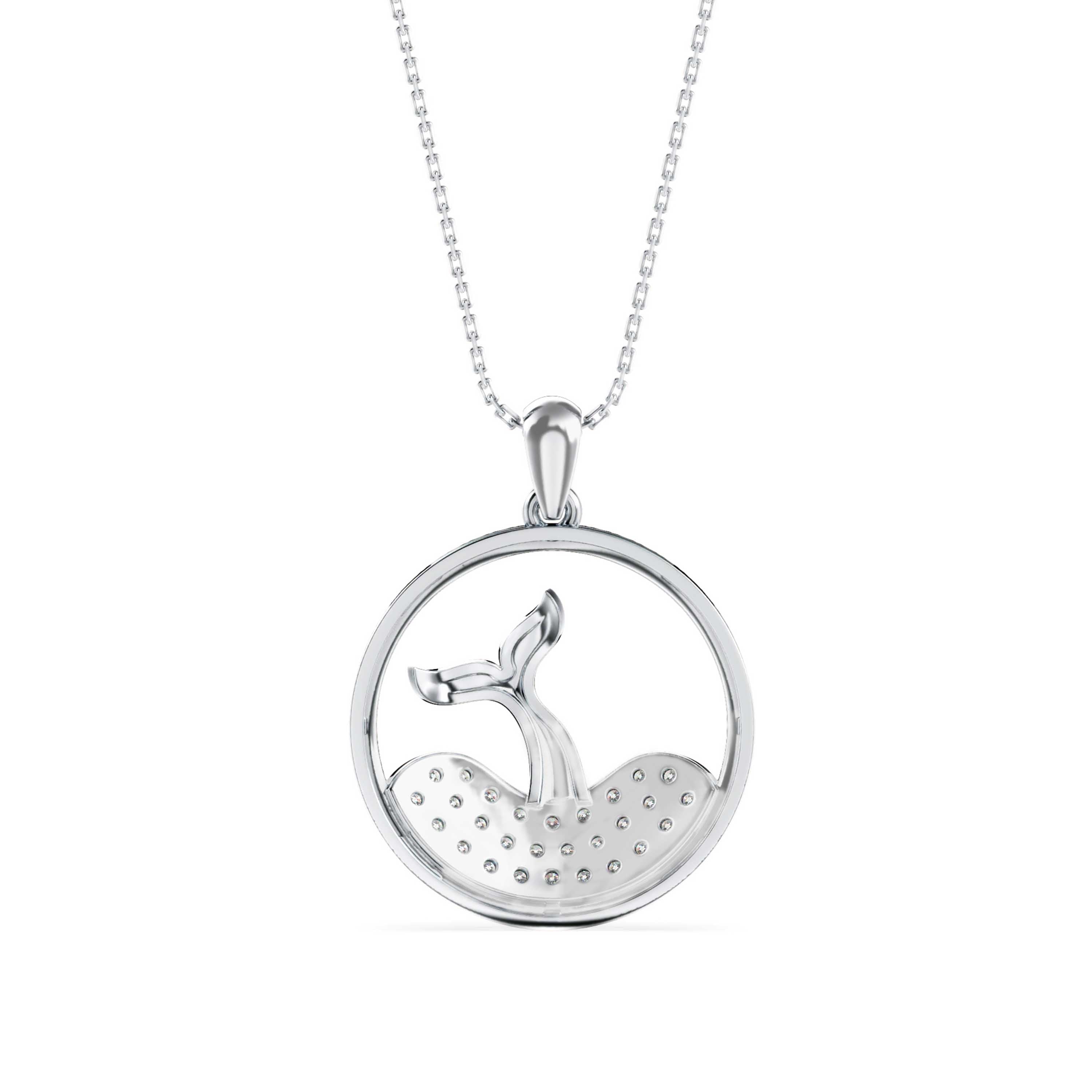 0.53Ct Mermaid Tail Style Cluster Lab-Grown Diamond Gold Pendant Necklace