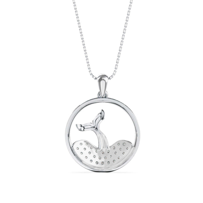 0.53Ct Mermaid Tail Style Cluster Lab-Grown Diamond Gold Pendant Necklace