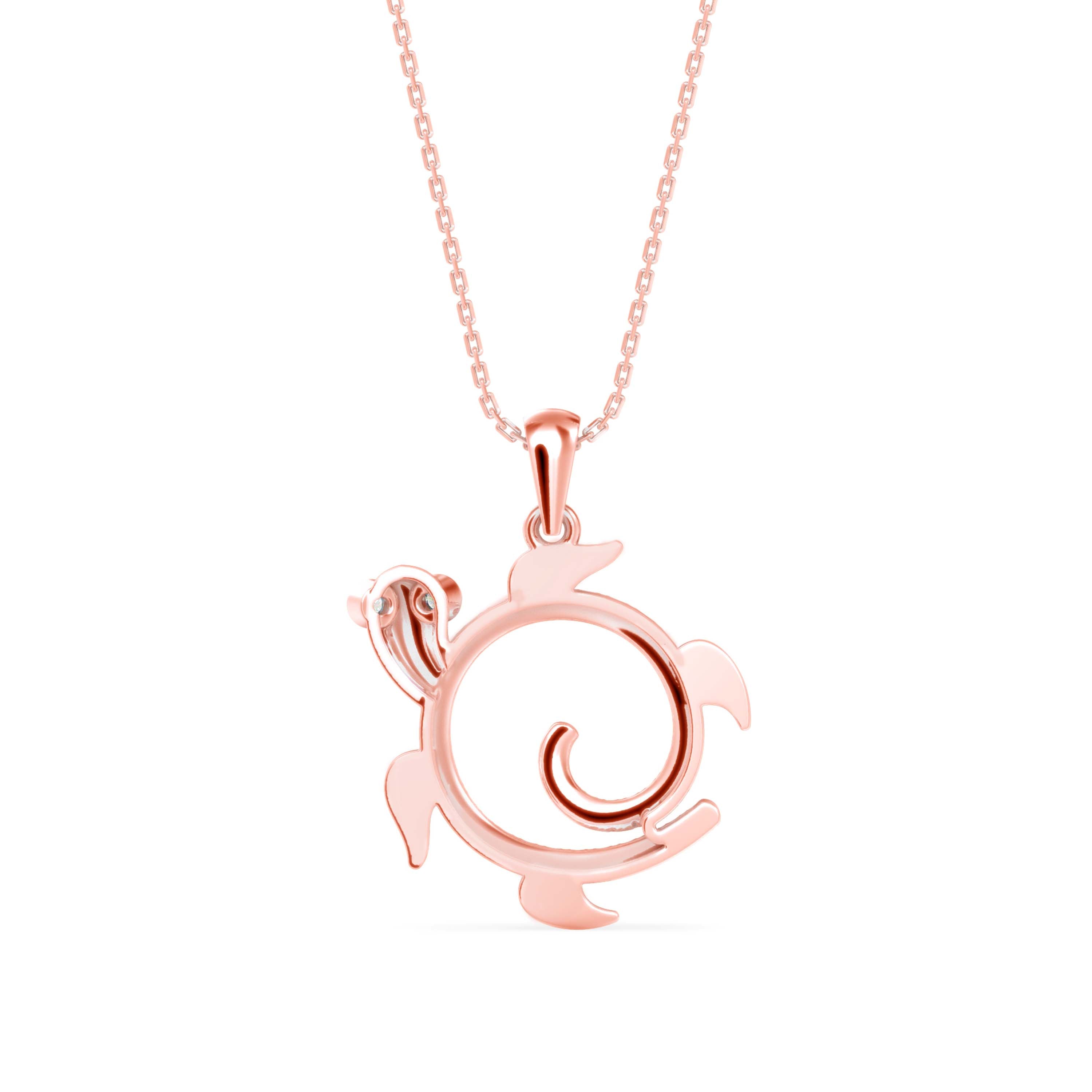 0.29Ct Turtley Shape Pave Lab-Grown Diamond Gold Pendant Necklace