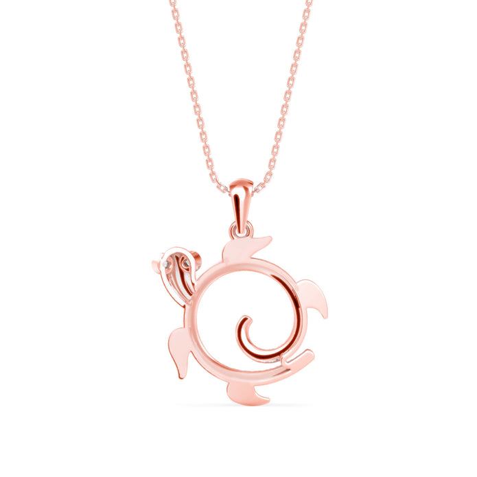 0.29Ct Turtley Shape Pave Lab-Grown Diamond Gold Pendant Necklace