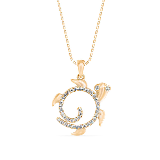 0.29Ct Turtley Shape Pave Lab-Grown Diamond Gold Pendant Necklace
