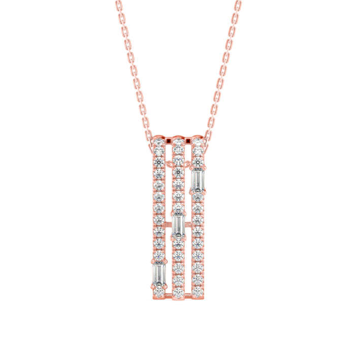 0.43Ct Baguette Pave With Bar Set Lab-Grown Diamond Gold Pendant Necklace