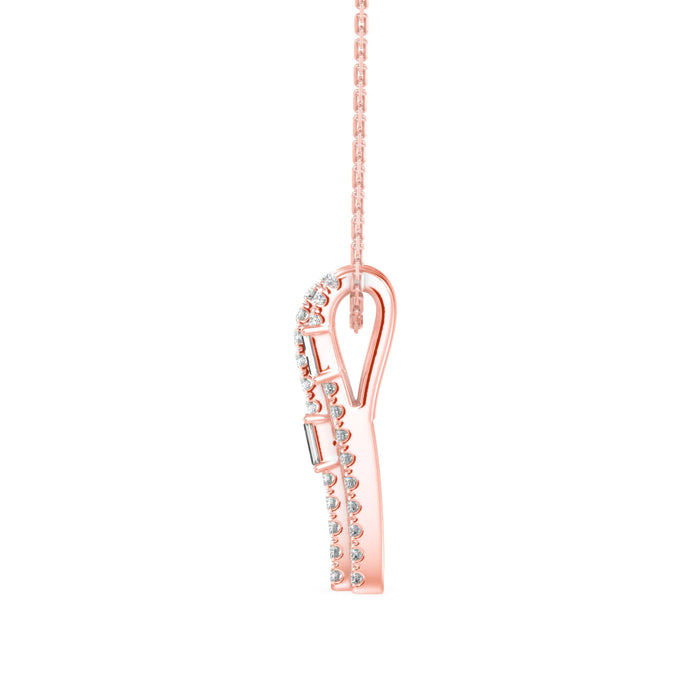 0.43Ct Baguette Pave With Bar Set Lab-Grown Diamond Gold Pendant Necklace