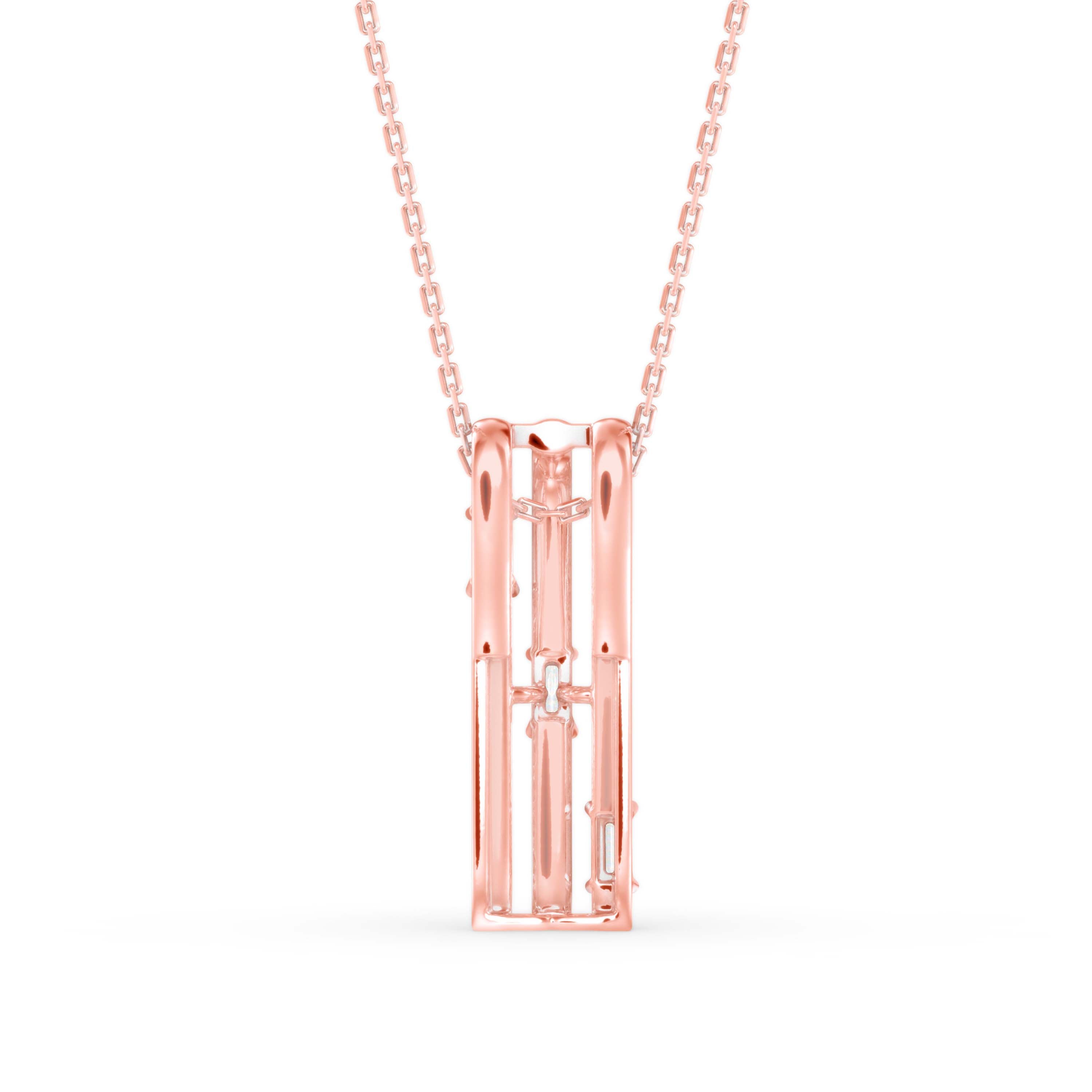 0.43Ct Baguette Pave With Bar Set Lab-Grown Diamond Gold Pendant Necklace