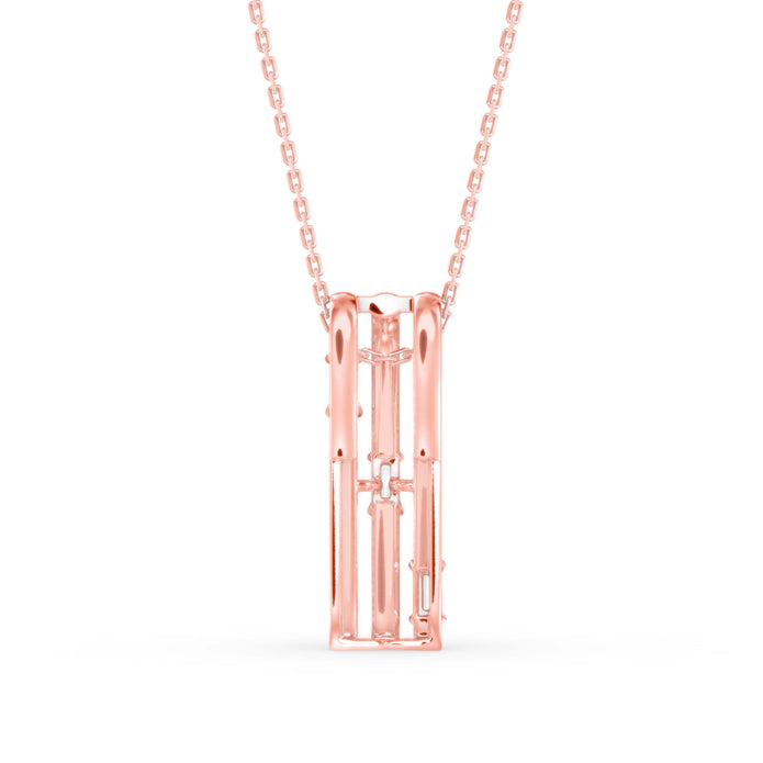 0.43Ct Baguette Pave With Bar Set Lab-Grown Diamond Gold Pendant Necklace