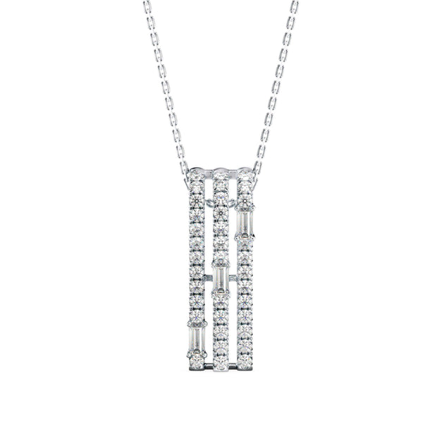 0.43Ct Baguette Pave With Bar Set Lab-Grown Diamond Gold Pendant Necklace