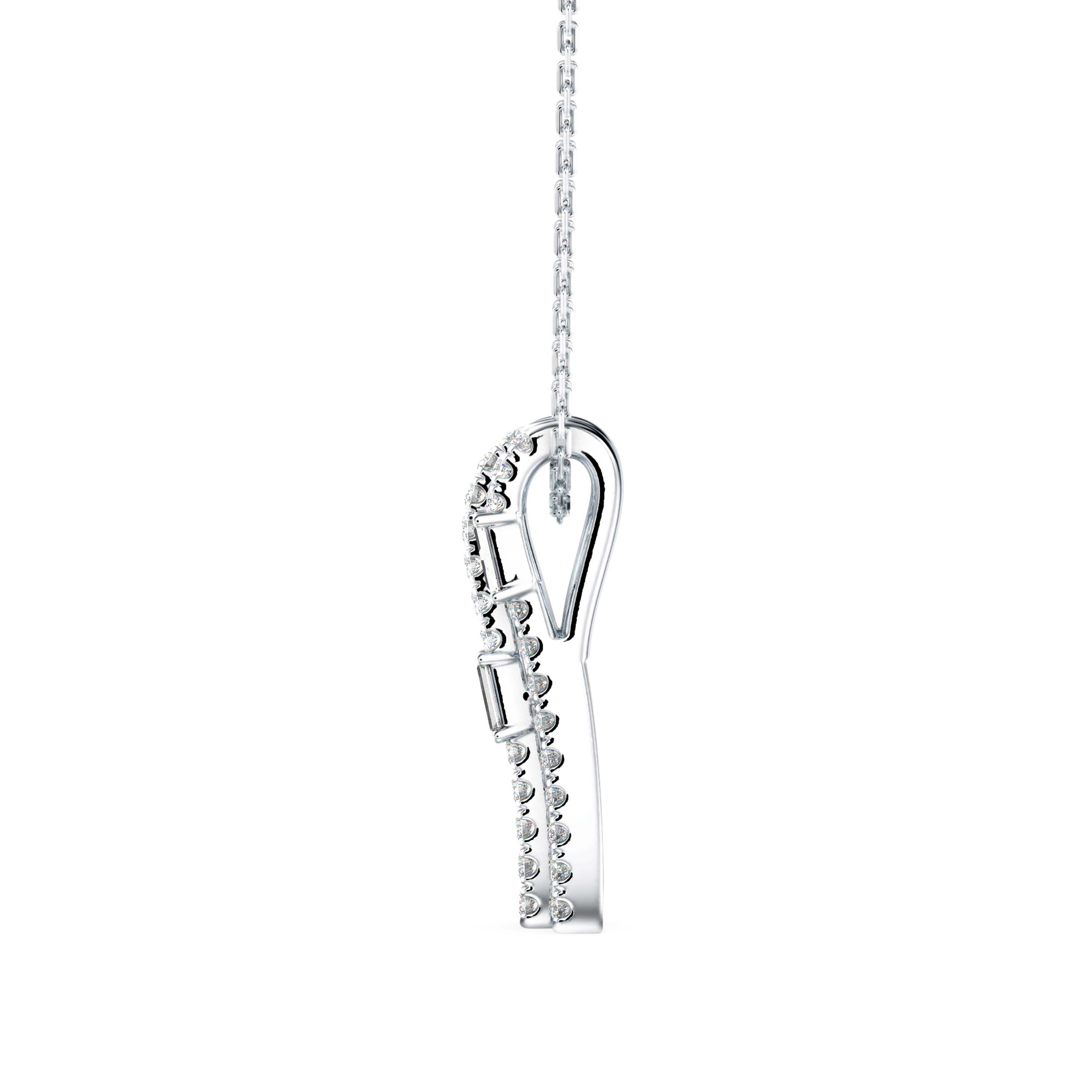 0.43Ct Baguette Pave With Bar Set Lab-Grown Diamond Gold Pendant Necklace