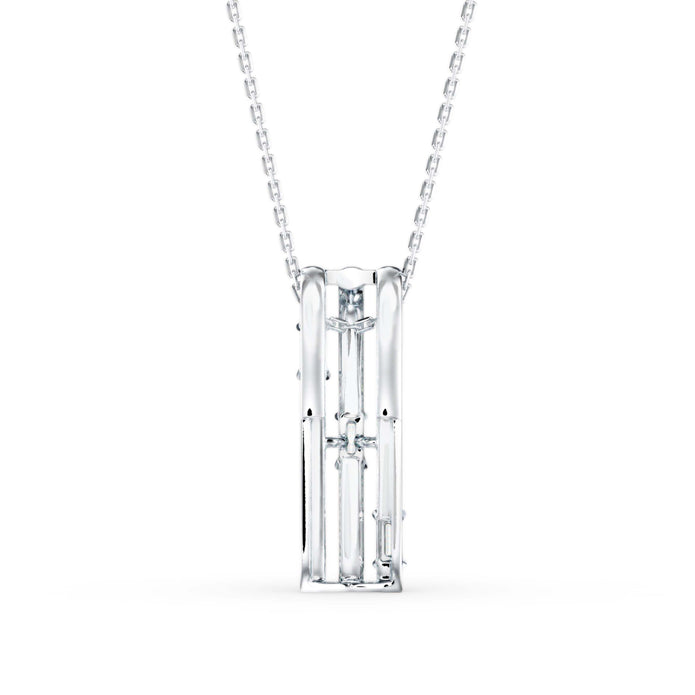 0.43Ct Baguette Pave With Bar Set Lab-Grown Diamond Gold Pendant Necklace