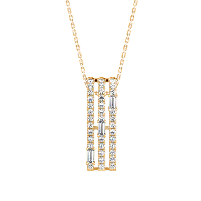 0.43Ct Baguette Pave With Bar Set Lab-Grown Diamond Gold Pendant Necklace