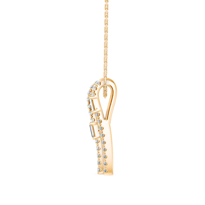 0.43Ct Baguette Pave With Bar Set Lab-Grown Diamond Gold Pendant Necklace
