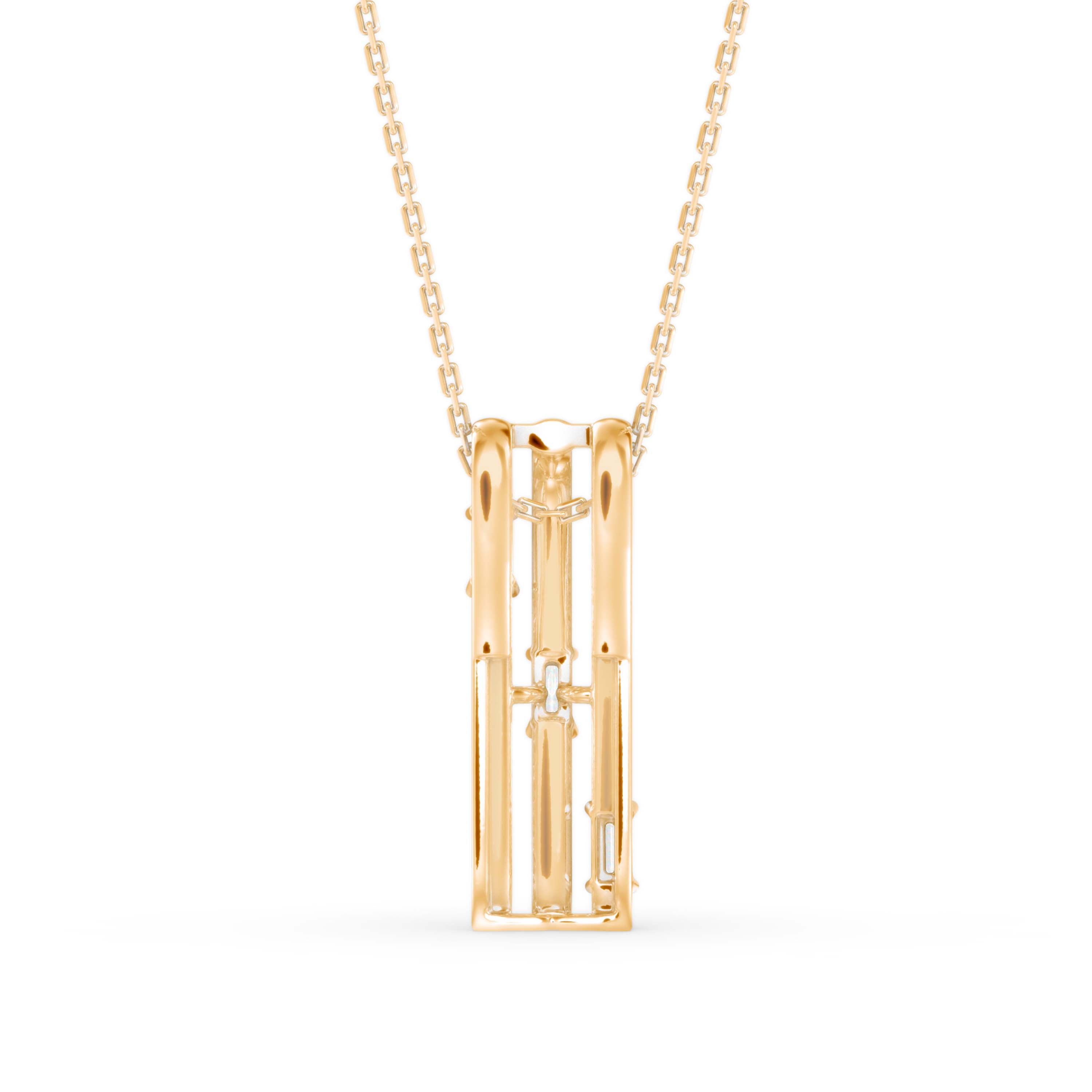 0.43Ct Baguette Pave With Bar Set Lab-Grown Diamond Gold Pendant Necklace