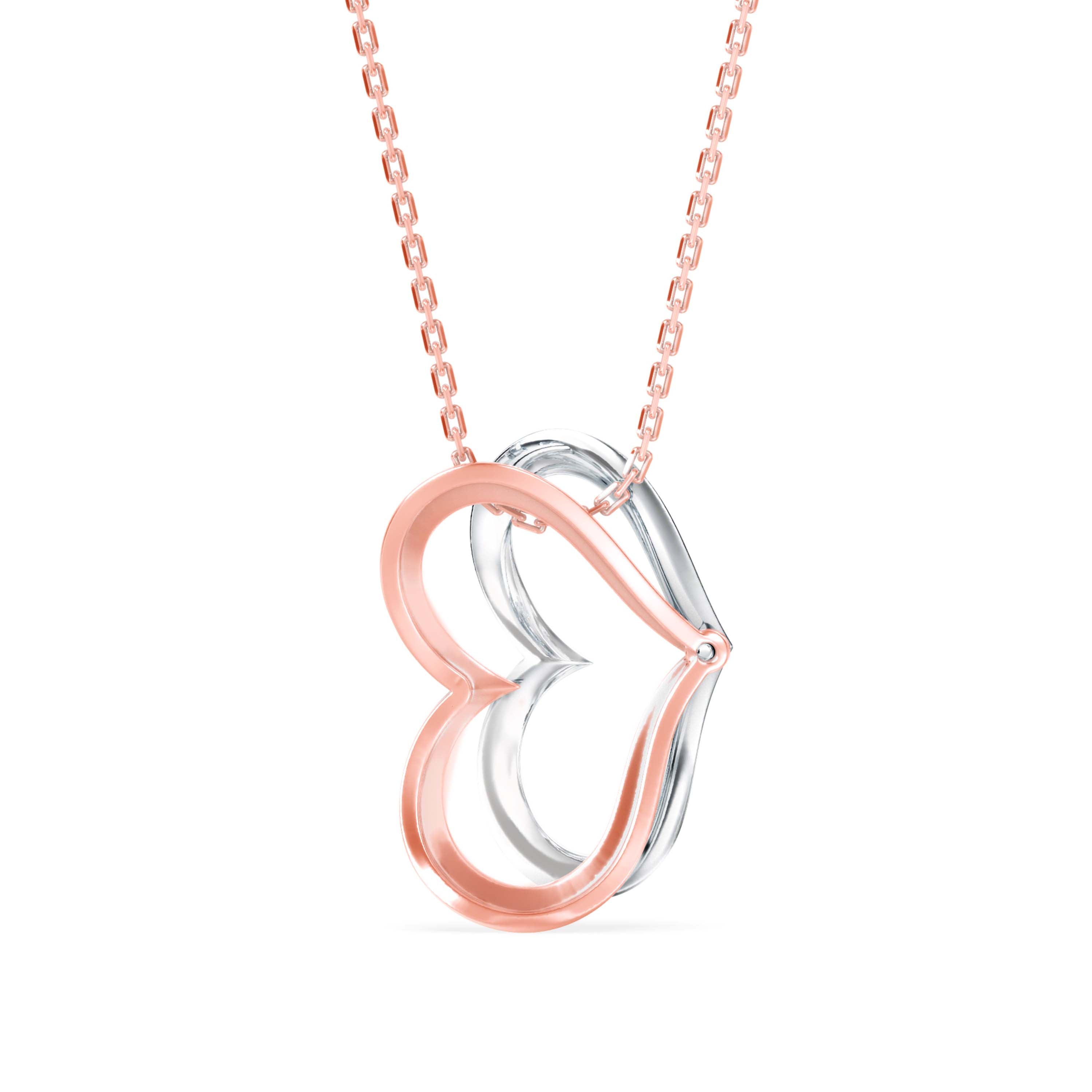 0.19Ct Double Heart Pave Lab-Grown Diamond Gold Pendant Necklace
