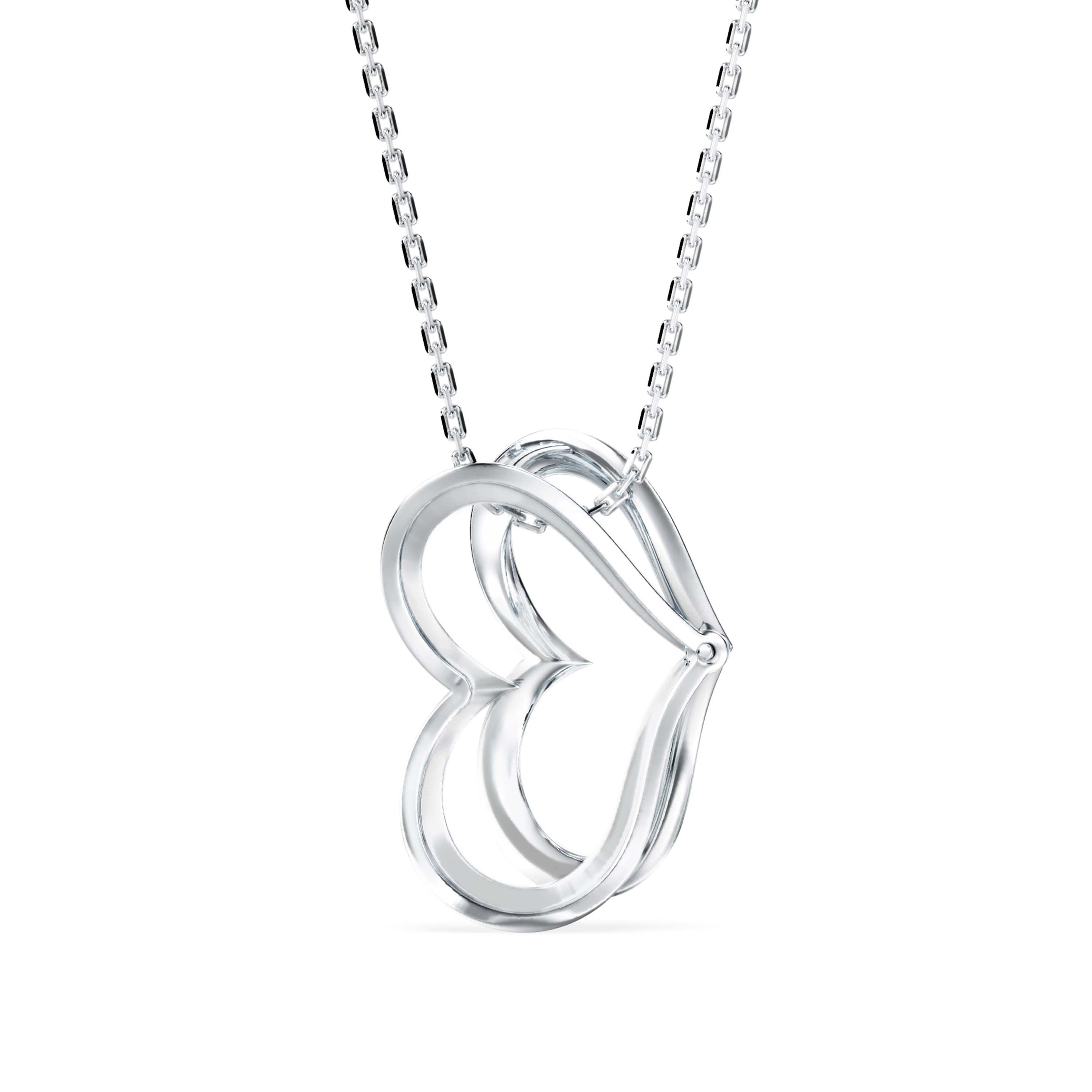 0.19Ct Double Heart Pave Lab-Grown Diamond Gold Pendant Necklace