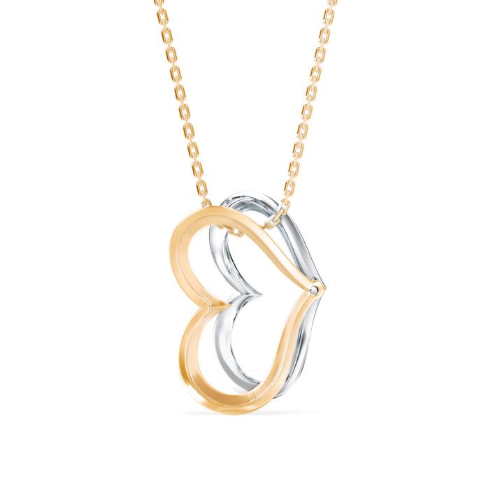 0.19Ct Double Heart Pave Lab-Grown Diamond Gold Pendant Necklace