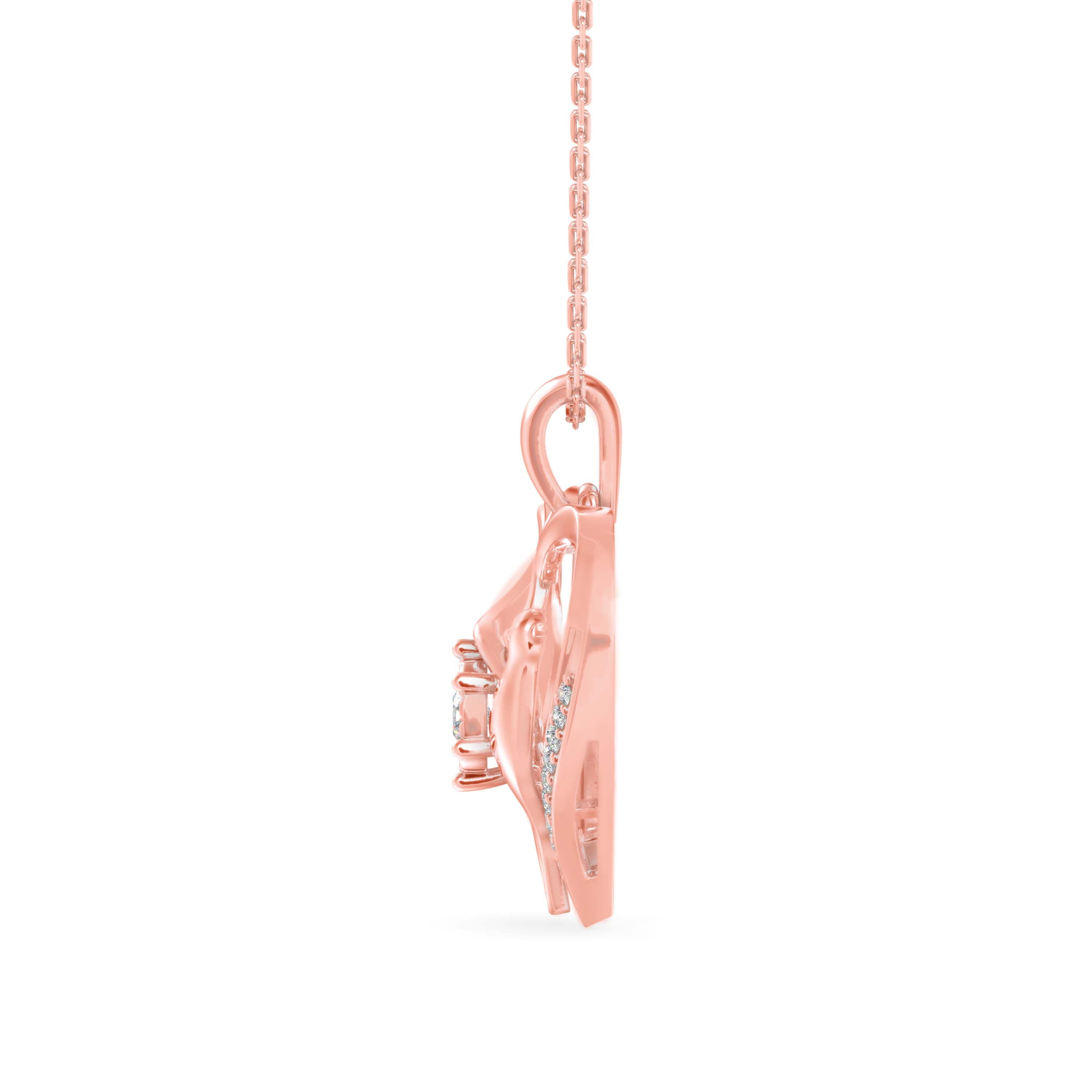 0.16Ct Love Birds Heart Lab-Grown Diamond Gold Pendant Necklace