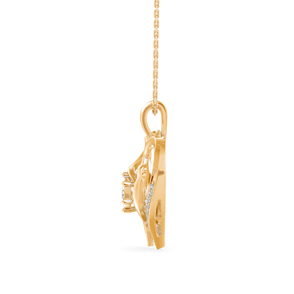 0.16Ct Love Birds Heart Lab-Grown Diamond Gold Pendant Necklace