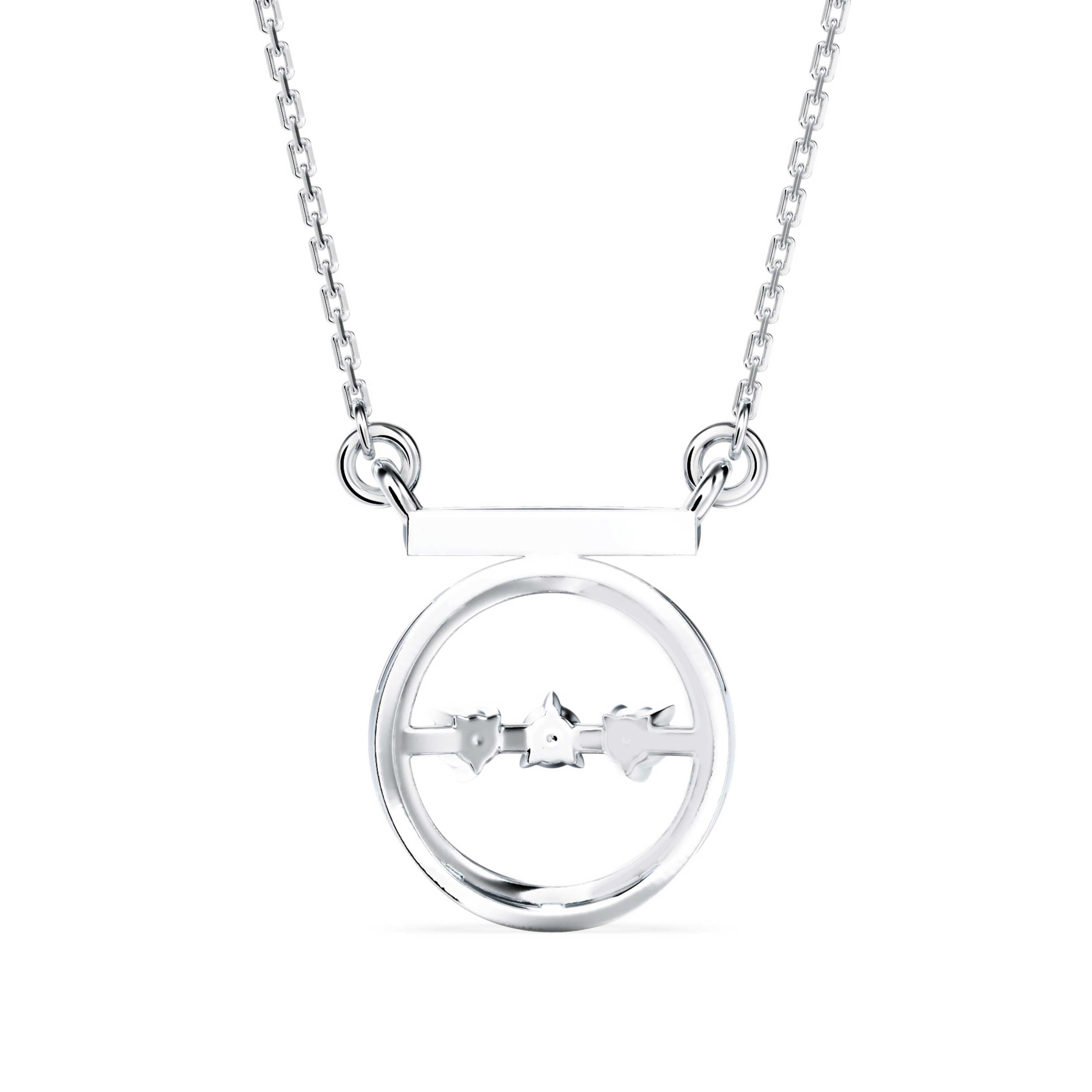 0.14Ct Circle With Three Stone Lab-Grown Diamond Gold Pendant Necklace