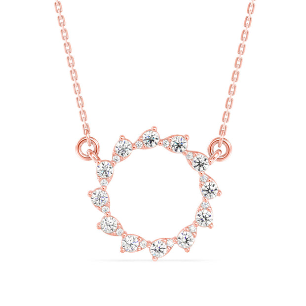 0.39Ct Celestial Circle Design Lab-Grown Diamond Gold Pendant Necklace