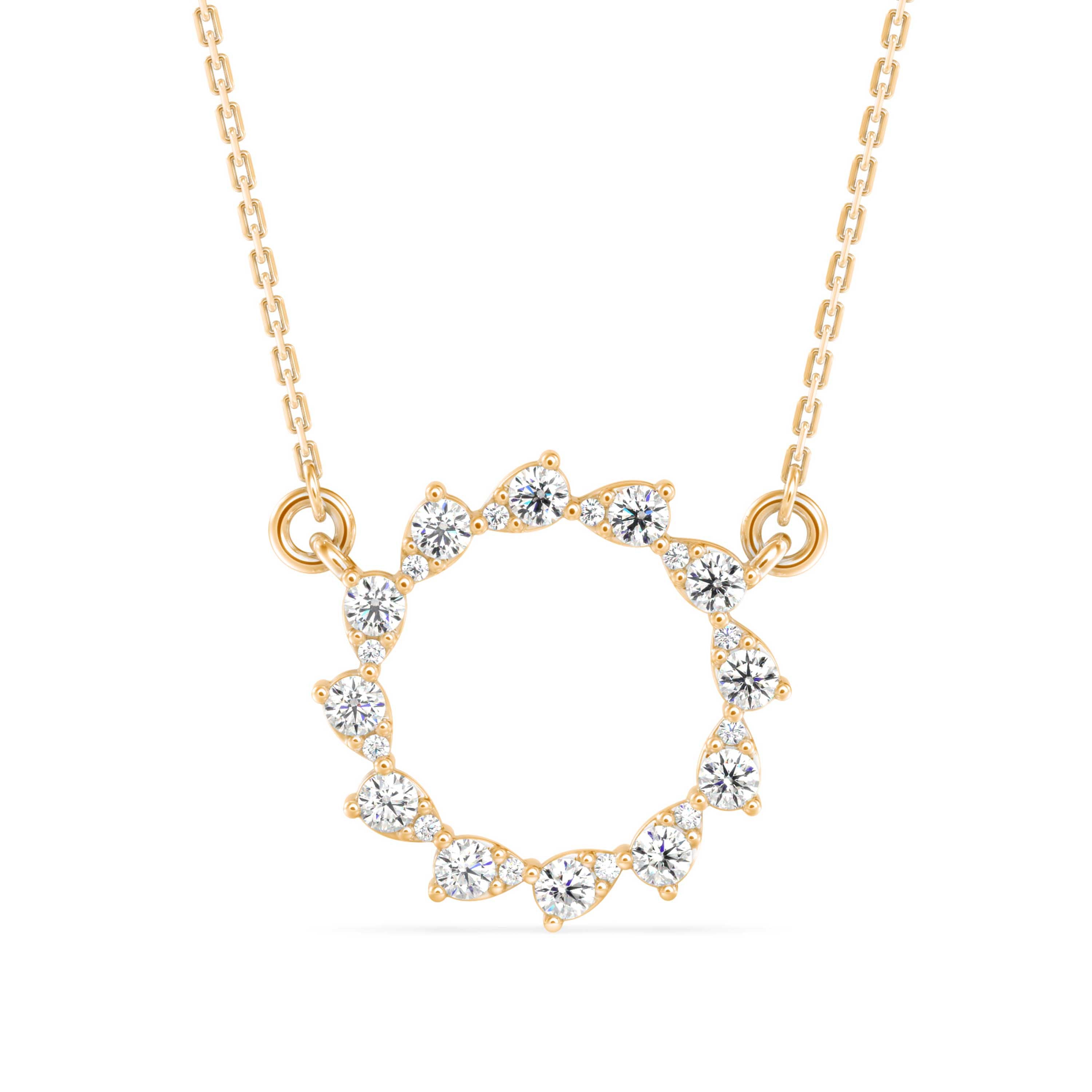 0.39Ct Celestial Circle Design Lab-Grown Diamond Gold Pendant Necklace