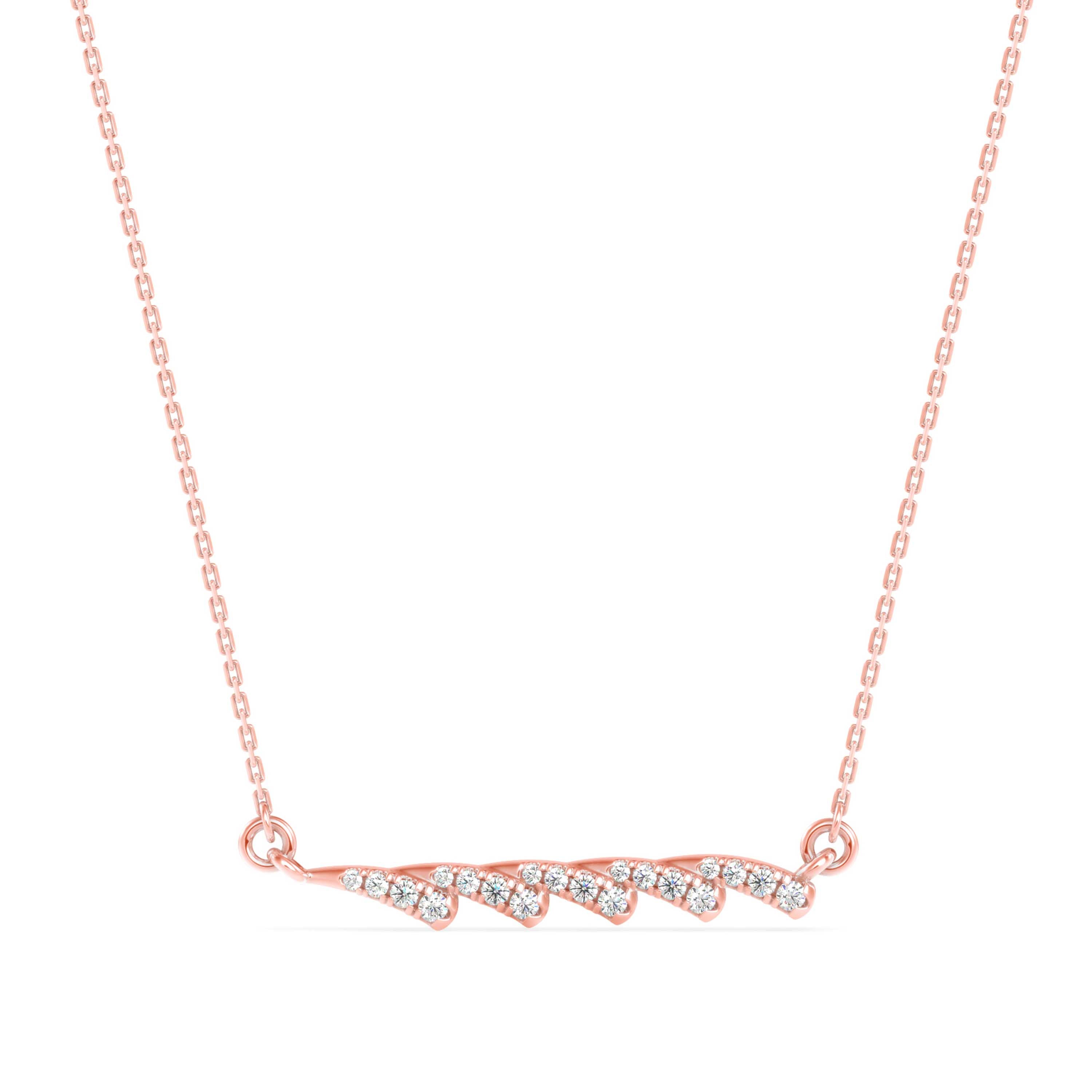 0.17Ct Feather Style Pave Lab-Grown Diamond Gold Pendant Necklace