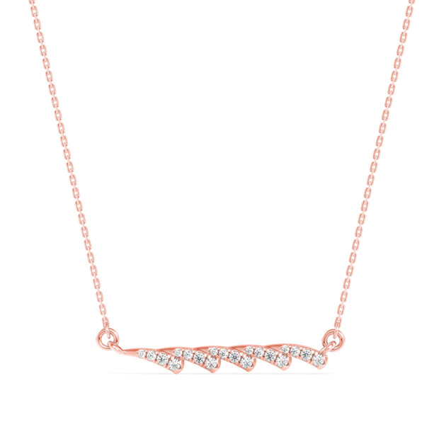 0.17Ct Feather Style Pave Lab-Grown Diamond Gold Pendant Necklace