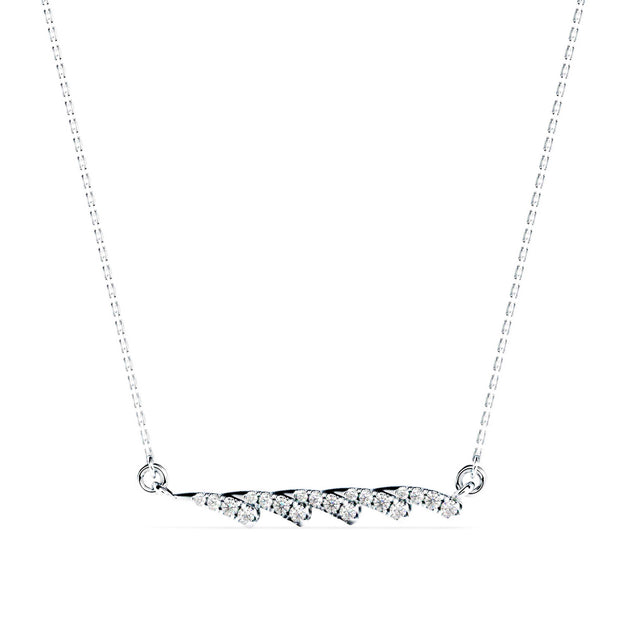 0.17Ct Feather Style Pave Lab-Grown Diamond Gold Pendant Necklace