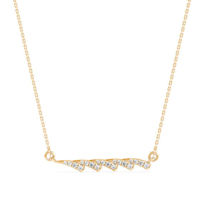 0.17Ct Feather Style Pave Lab-Grown Diamond Gold Pendant Necklace