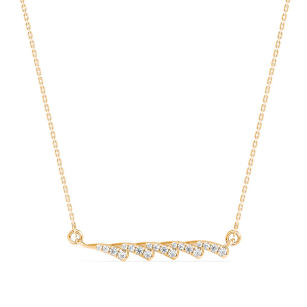 0.17Ct Feather Style Pave Lab-Grown Diamond Gold Pendant Necklace