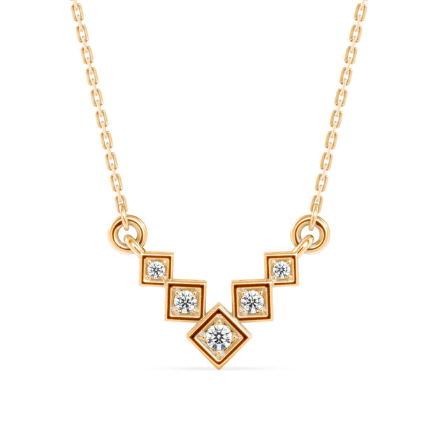0.08Ct "V" Shape Prong Lab-Grown Diamond Gold Pendant Necklace