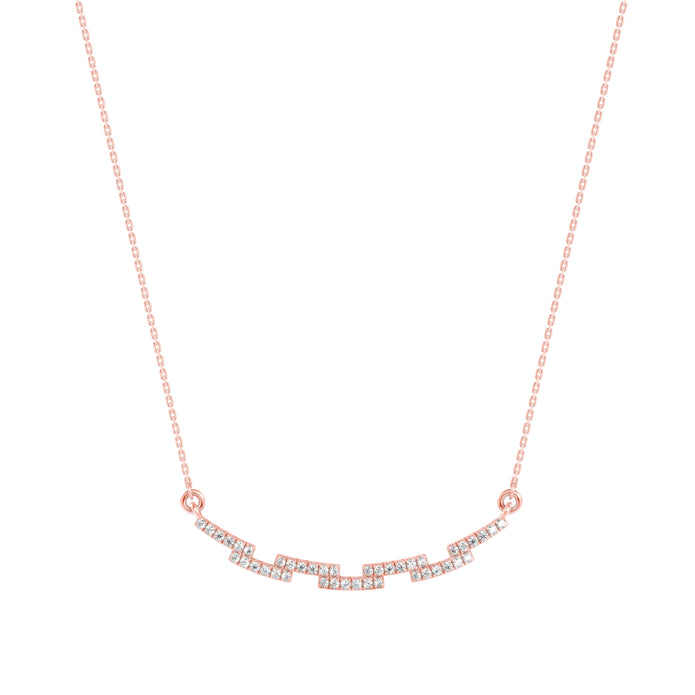 0.24Ct Curved Bar Design Pave Lab-Grown Diamond Gold Pendant Necklace