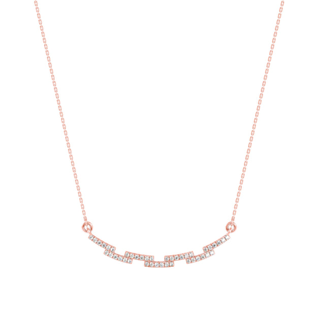 0.24Ct Curved Bar Design Pave Lab-Grown Diamond Gold Pendant Necklace