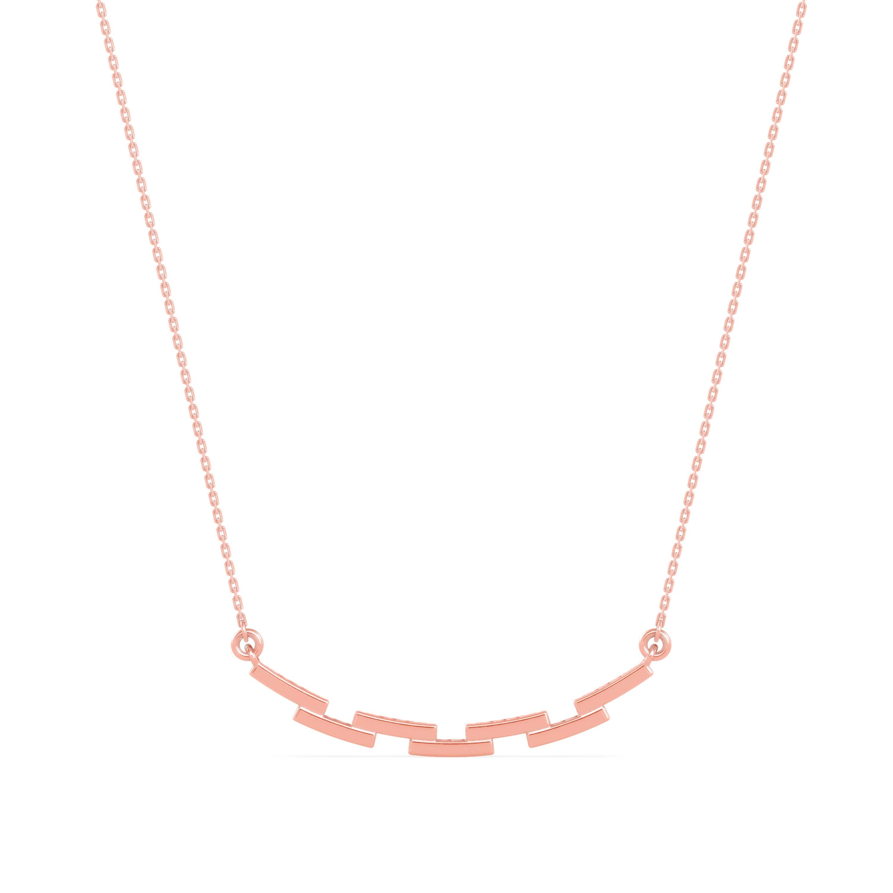 0.24Ct Curved Bar Design Pave Lab-Grown Diamond Gold Pendant Necklace